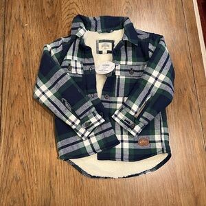 Outdoor Kids Navy and Green Plaid Button Down Shirt
